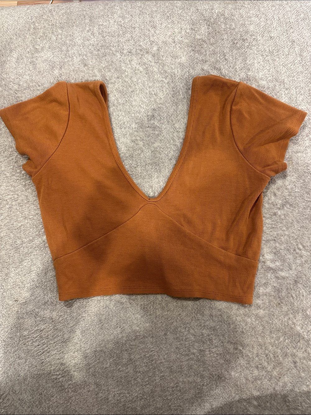 RVCA Ribbed Deep V-Neck Cropped Top